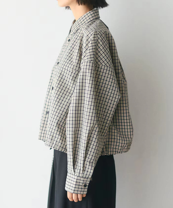 Hem Code Switch Short Length Long Sleeve Shirt