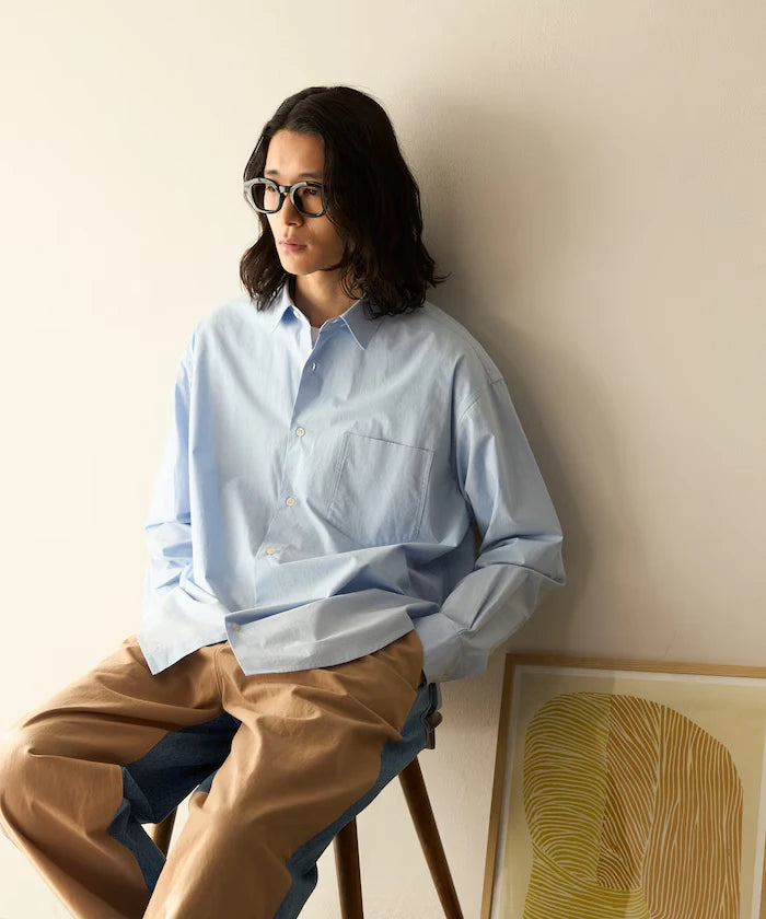 Nuance Color Oversized Regular Collar Long Sleeve Shirt