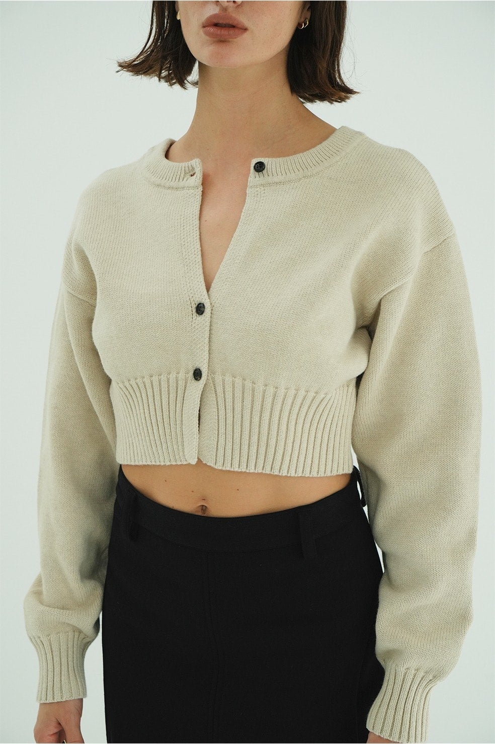 W FACE SHORT KNIT CARDIGAN