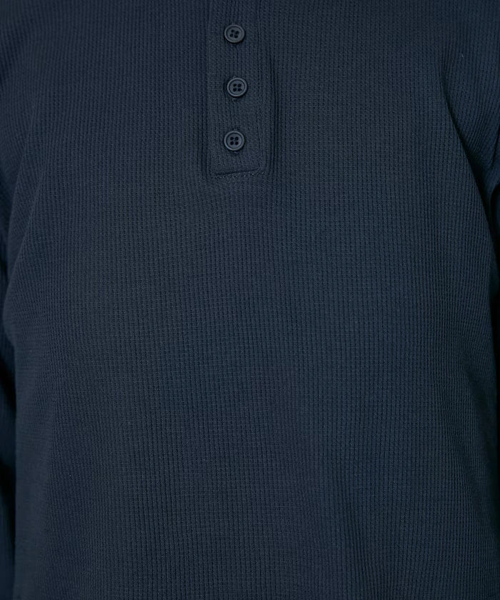 Light Waffle Henley Neck Long Sleeve T Limited Edition