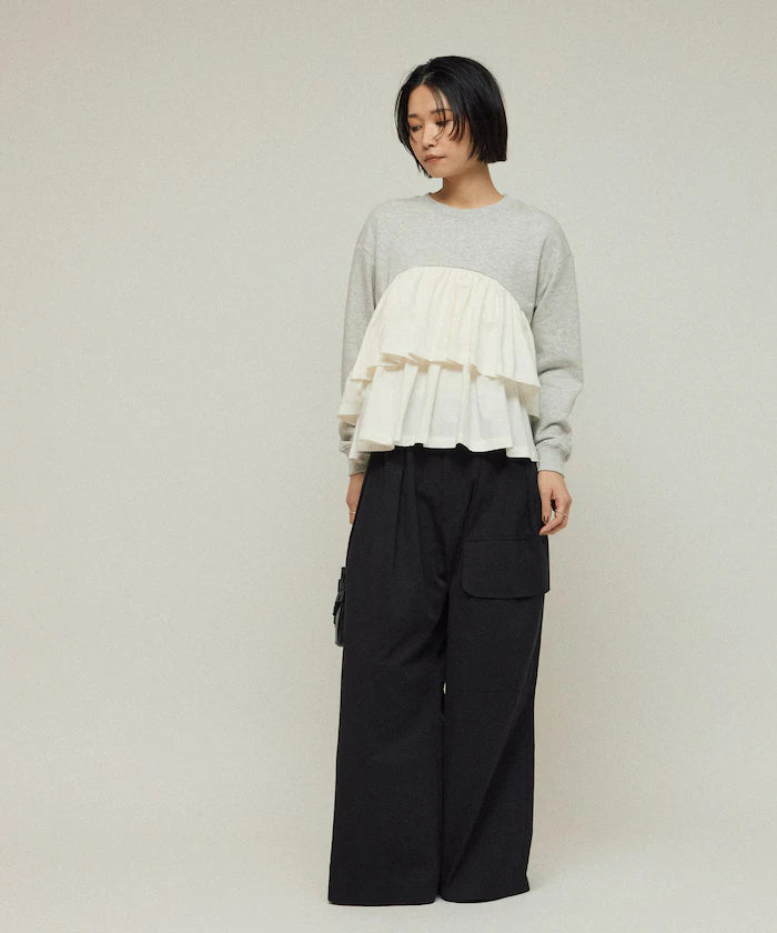 Organic Cotton Docking Frill Sweat / Relaxed Fit / Backed Sweat