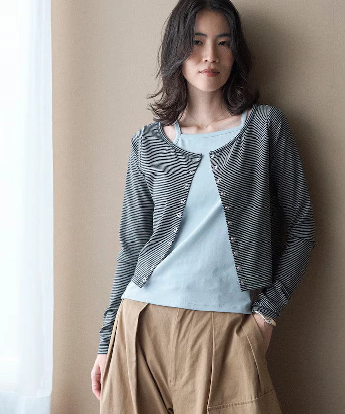 [February 12, 12:00 Release] Layered Set Top / Striped Cardigan & Camisole