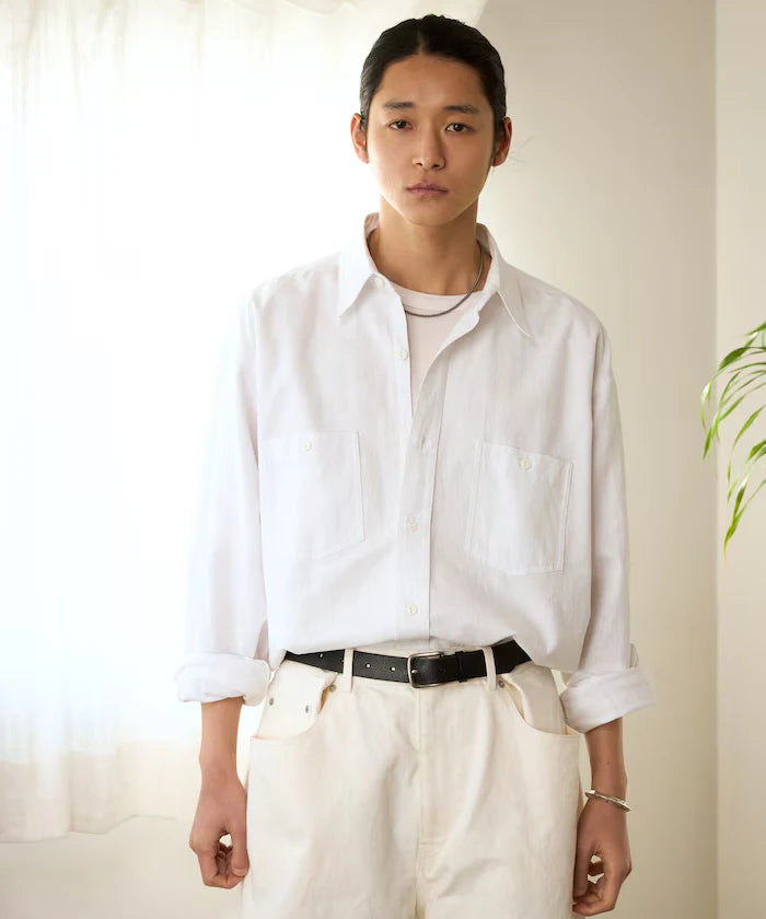 Oversized Classic Regular Collar Chambray Shirt Long Sleeve