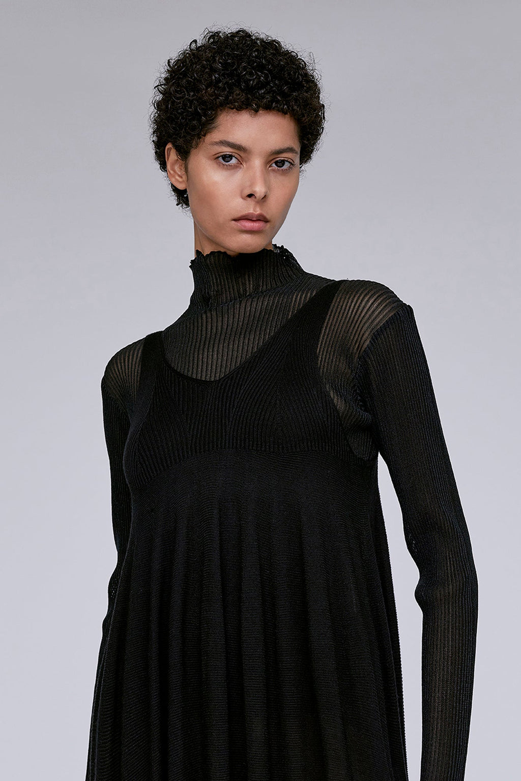 SILK RIVULET STRAP BUST FLARE DRESS