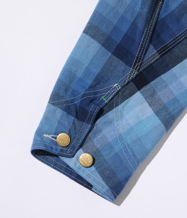 10oz. INDIGO GRADATION CHECK WORK COAT