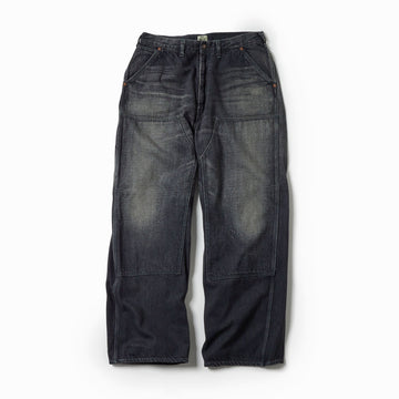 Recycled Waste Suvin Cotton Yarn 11.5oz. Denim Double Knee Painter Pants Vintage Washed