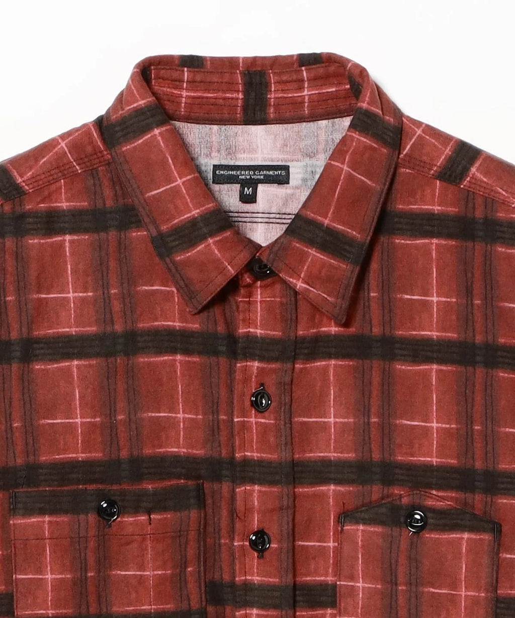 Engineered Garments Work Shirt - Cotton Printed Plaid Flannel