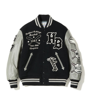 30oz. WOOL MELTON AWARD JACKET “BULLDOGS” (BLACK)