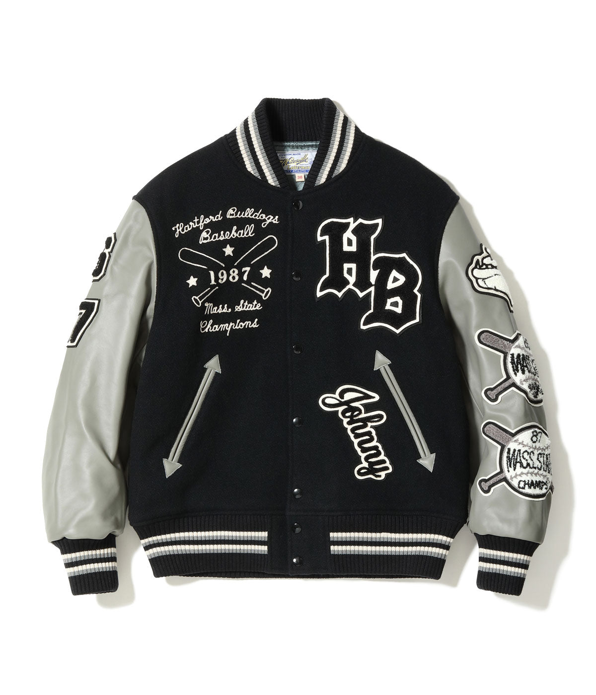 30oz. WOOL MELTON AWARD JACKET “BULLDOGS” (BLACK)