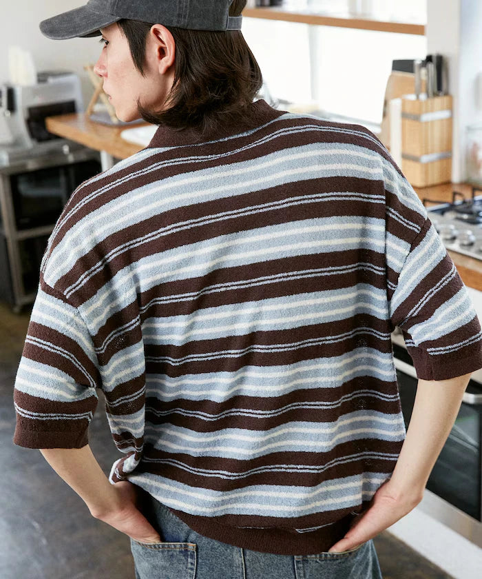 LOVE POP STUDIO Border Knit Polo Shirt Limited Edition