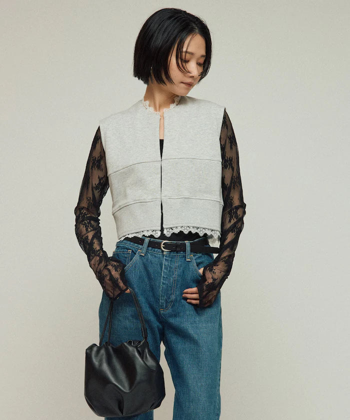 Organic Cotton Lace Sweat Vest / Lined Sweat