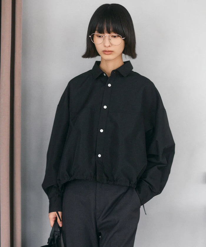 Hem Code Switch Short Length Long Sleeve Shirt