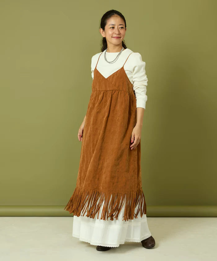 Fade-Processed Fringe Mini Dress