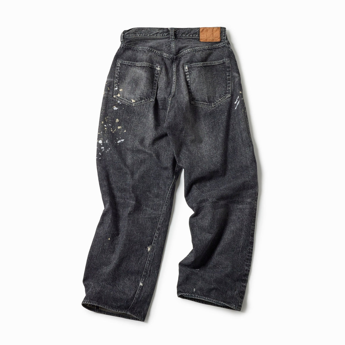 GL42579H / RECYCLED WASTE SUVIN COTTON YARN 14oz. DENIM 5POCKET WIDE PANTS VINTAGE WASHED (ZIPPER FLY)