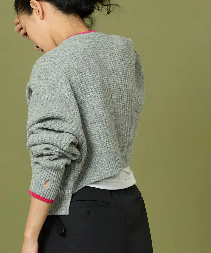 Short Length Color-block Knit Cardigan