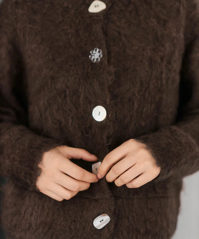 Variation Button Shaggy Knit Cardigan