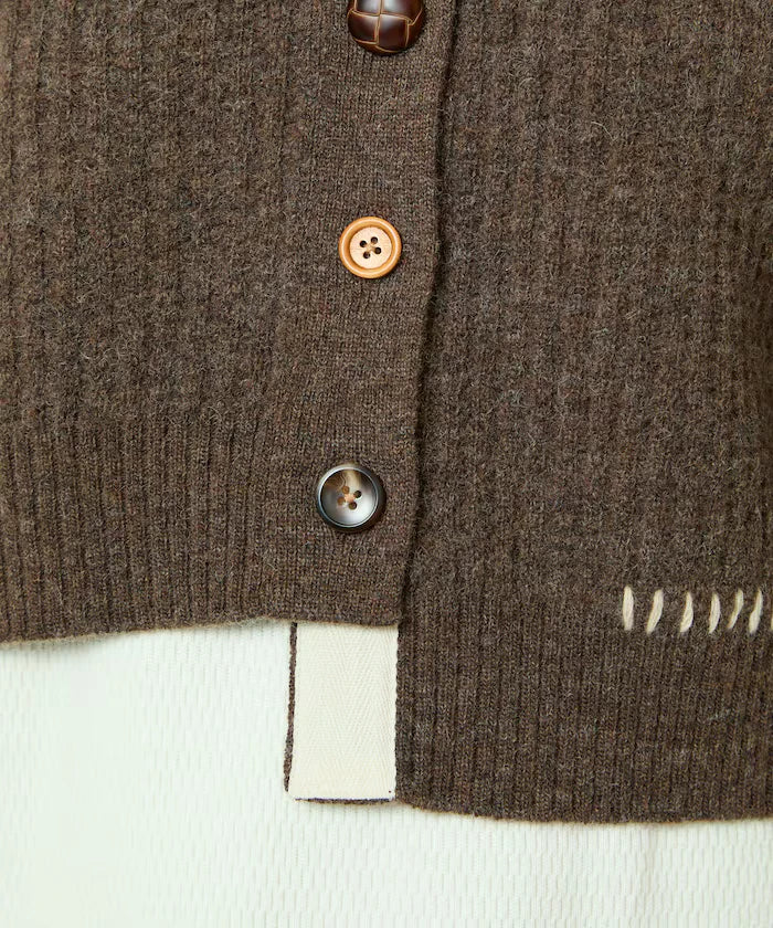 Short Length Color-block Knit Cardigan