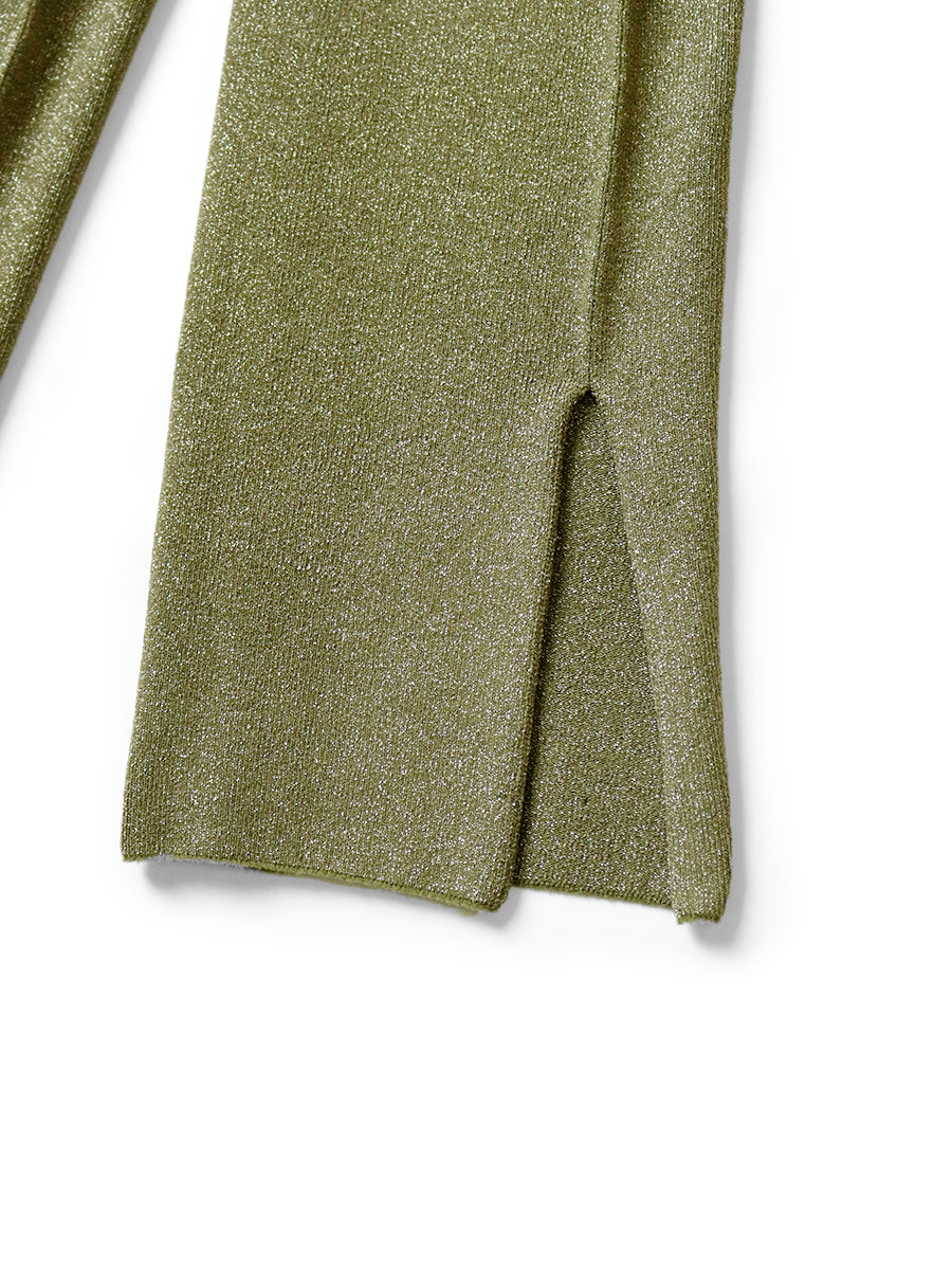 7G Glitter Yarn Slit Flare Leggings