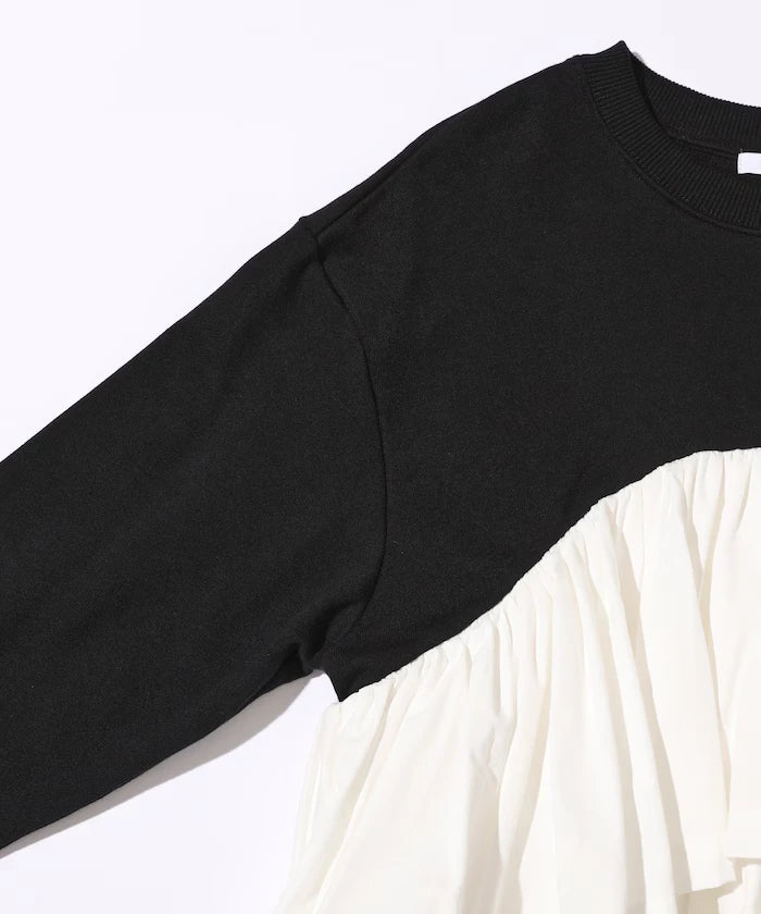 Organic Cotton Docking Frill Sweat / Relaxed Fit / Backed Sweat