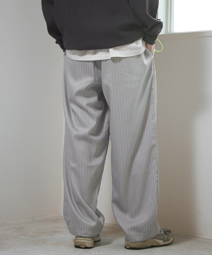 Spindle Stripe Easy Wide Pants / Compatible with Setup
