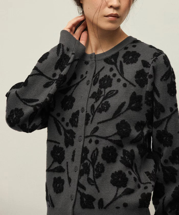 Flower Jacquard Knit Cardigan