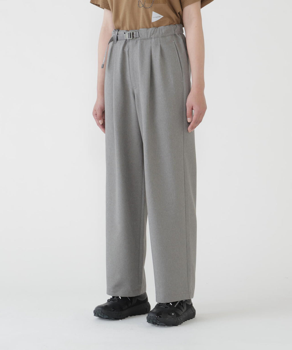 PE melange twill wide pants