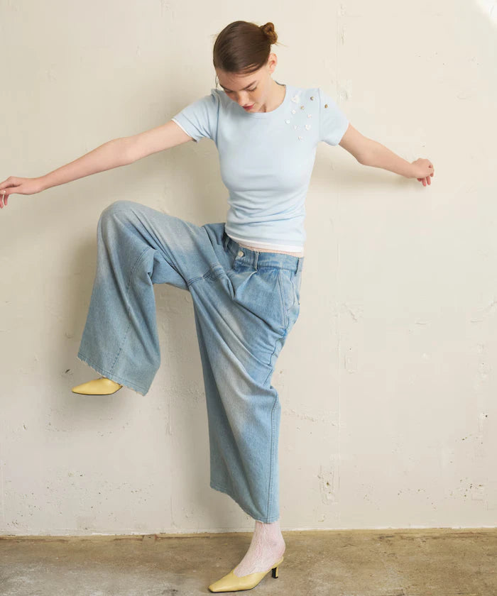 Many Button Cotton Modal Short Sleeve T-Shirt