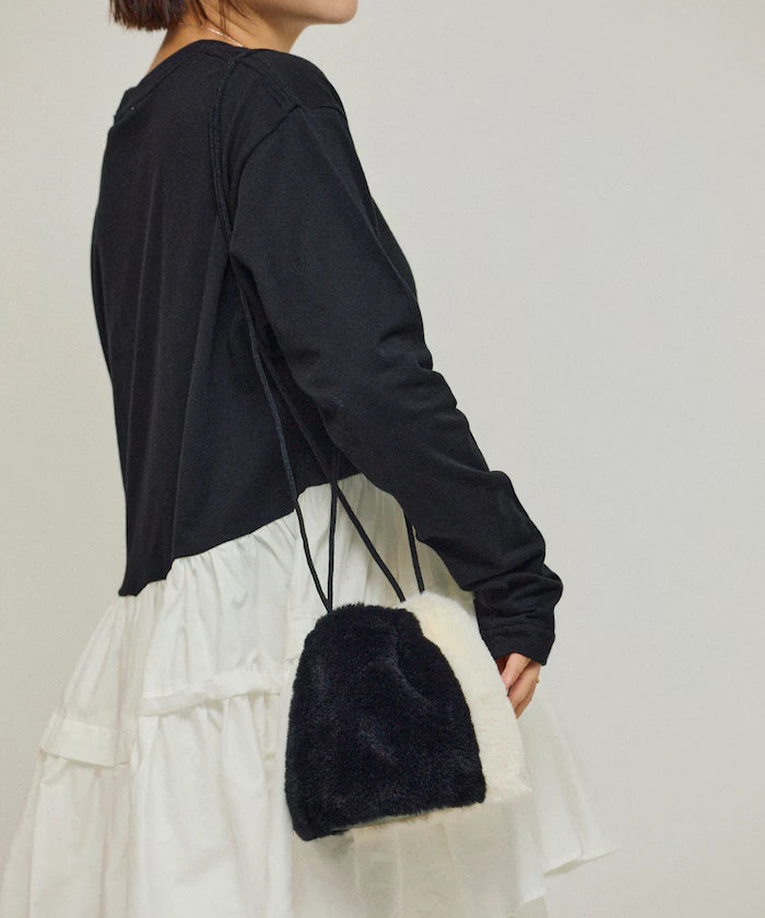 Fake Fur Mini Drawstring Bag