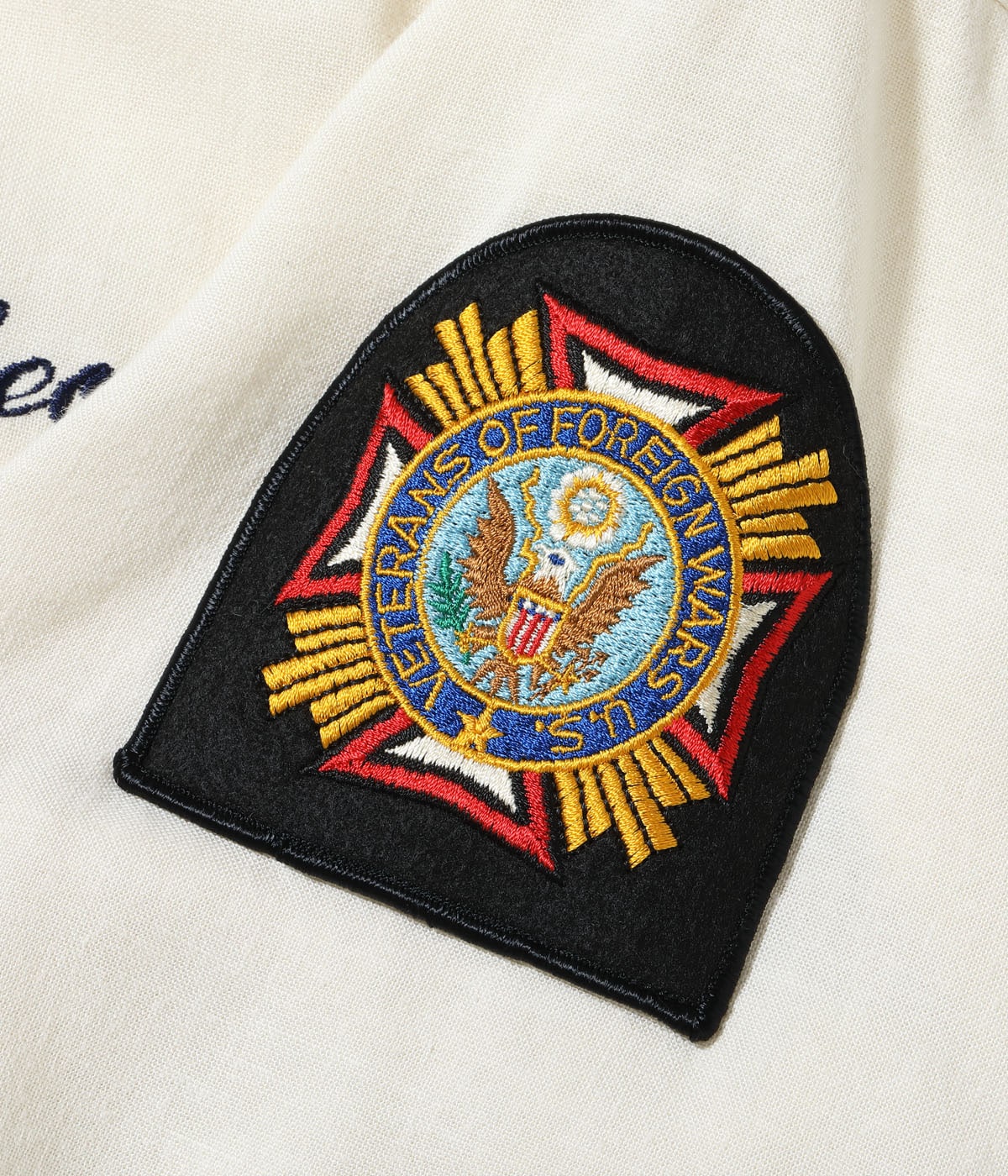 U.S. NAVY RAYON LINEN OPEN SHIRT with CHAIN EMBROIDERED