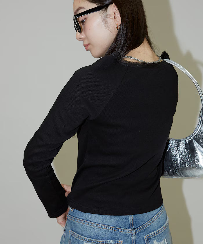Lace Insert Long Sleeve T-Shirt