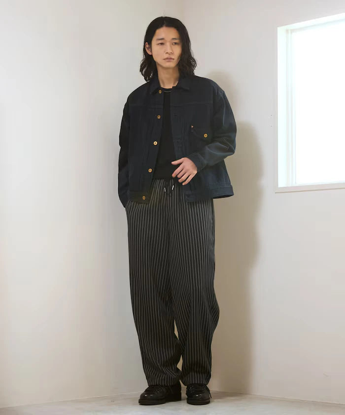 Spindle Stripe Easy Wide Pants / Compatible with Setup