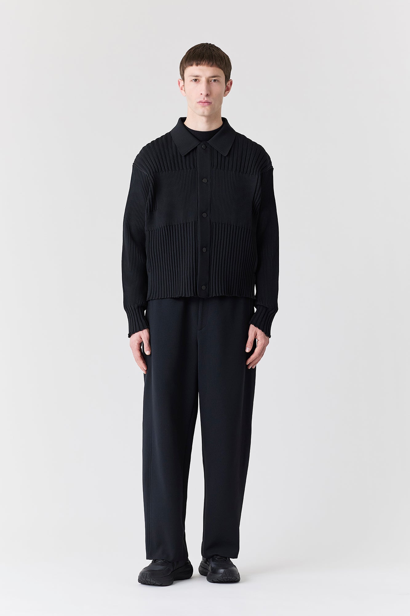 FLUTED SHIRT COLLAR BLOUSON