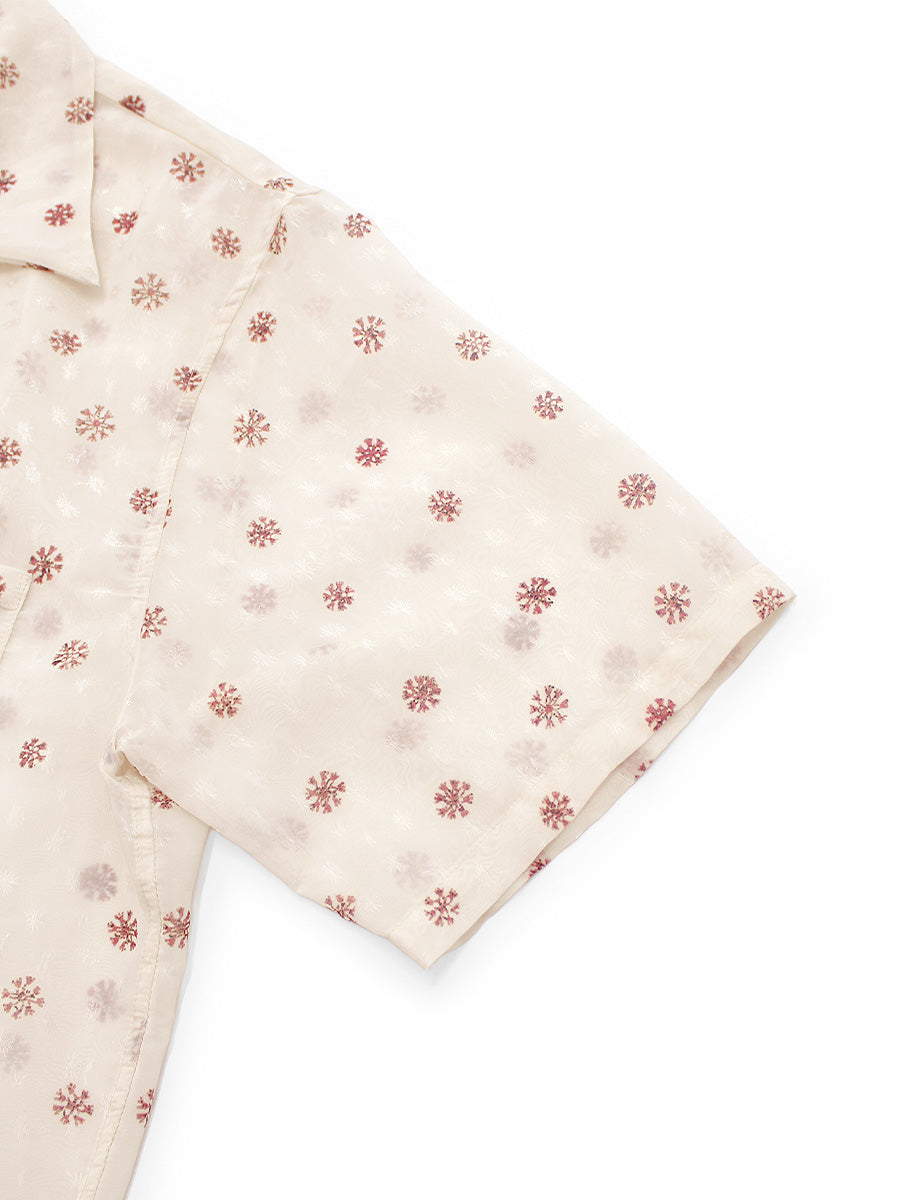 Sheer Kasuri Pattern Short Sleeve Open Collar Shirt