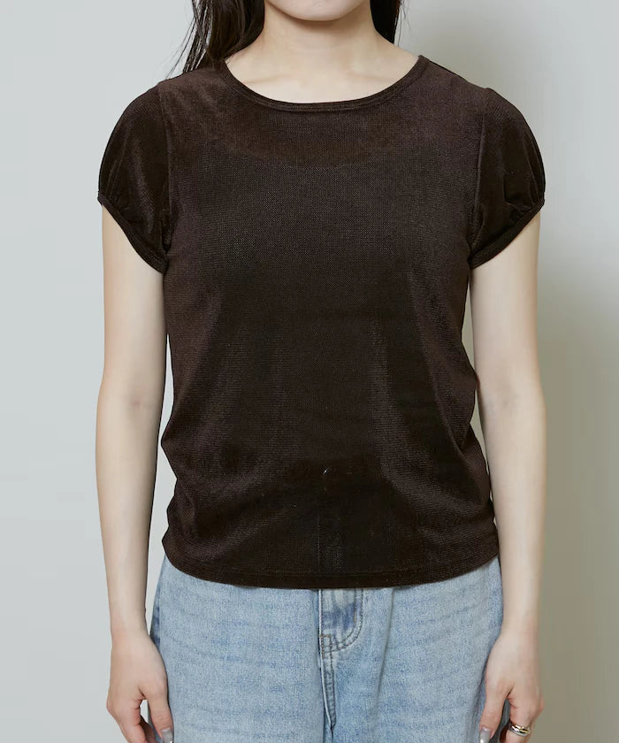 Puff Sleeve Sheer Flocky T-Shirt Limited Edition