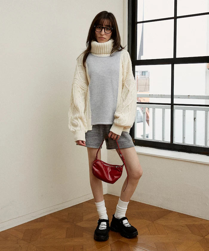 Mixed Material Switch Turtle Neck Knit Limited Edition