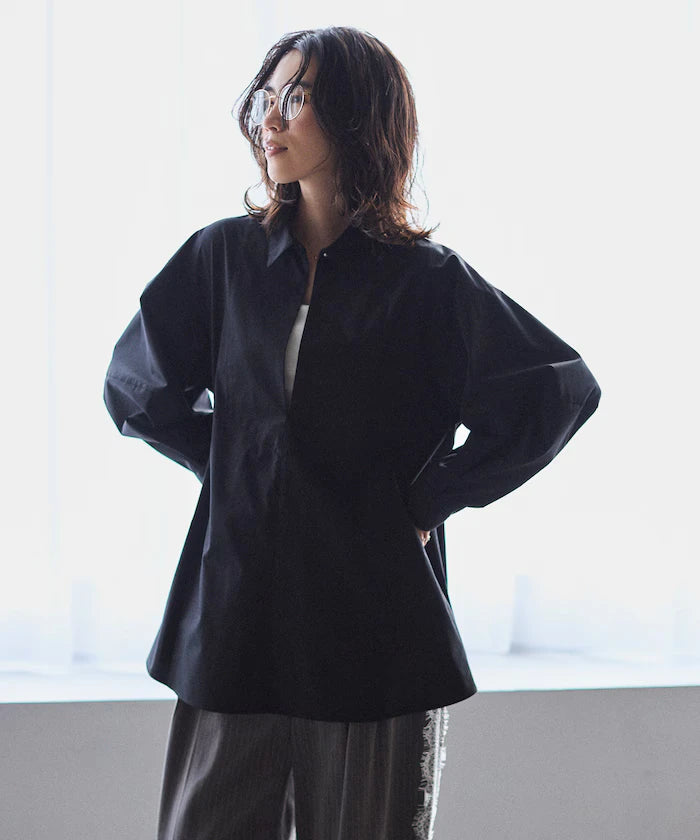 Flare Silhouette Skipper Balloon Sleeve Shirt