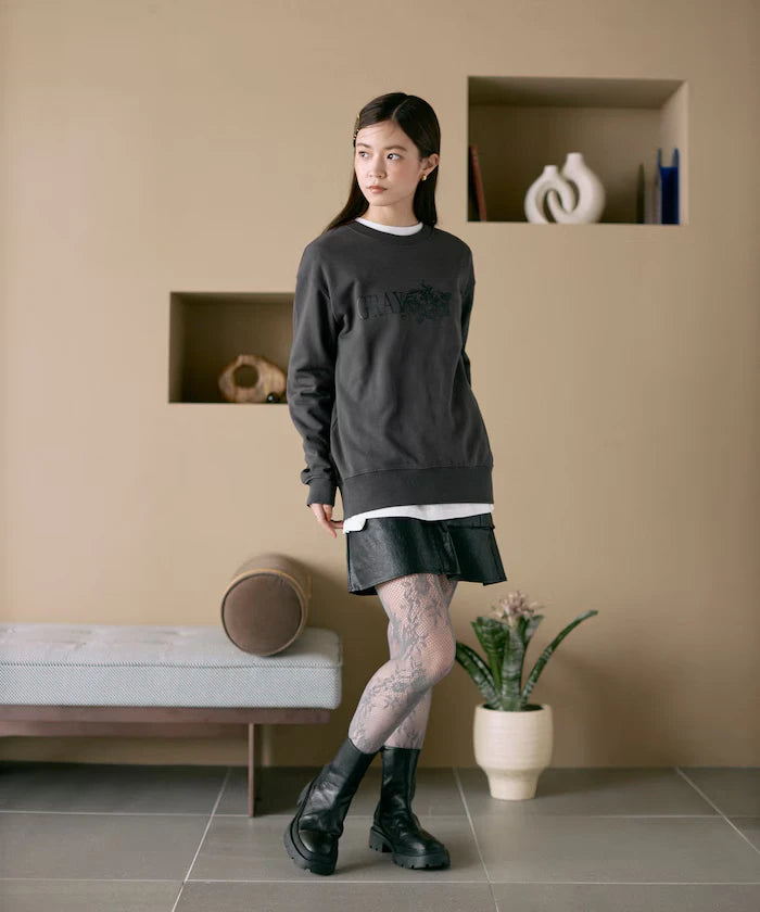 Organic Cotton Animal Logo Print Sweat / CAT / Relaxed Fit / French Terry Sweat