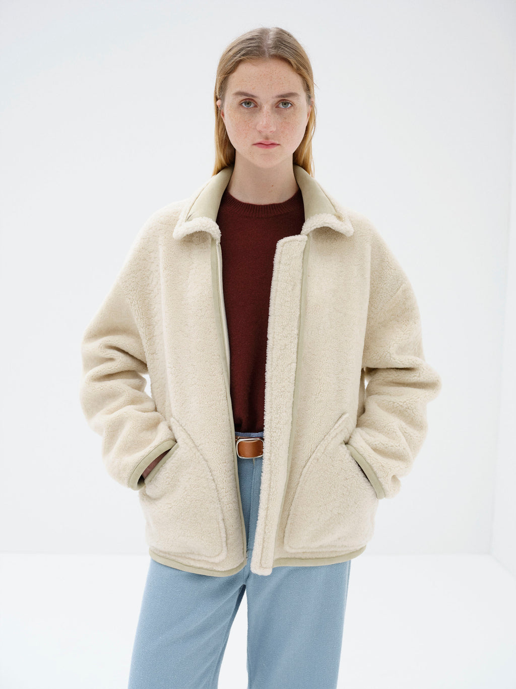 MERINO MOUTON ZIP BLOUSON
