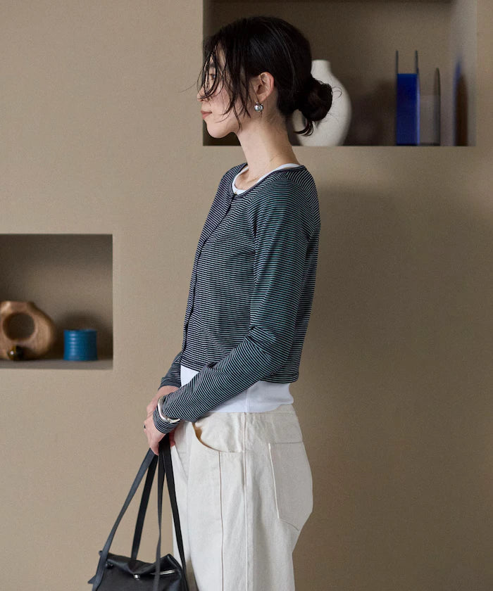 [February 12, 12:00 Release] Layered Set Top / Striped Cardigan & Camisole