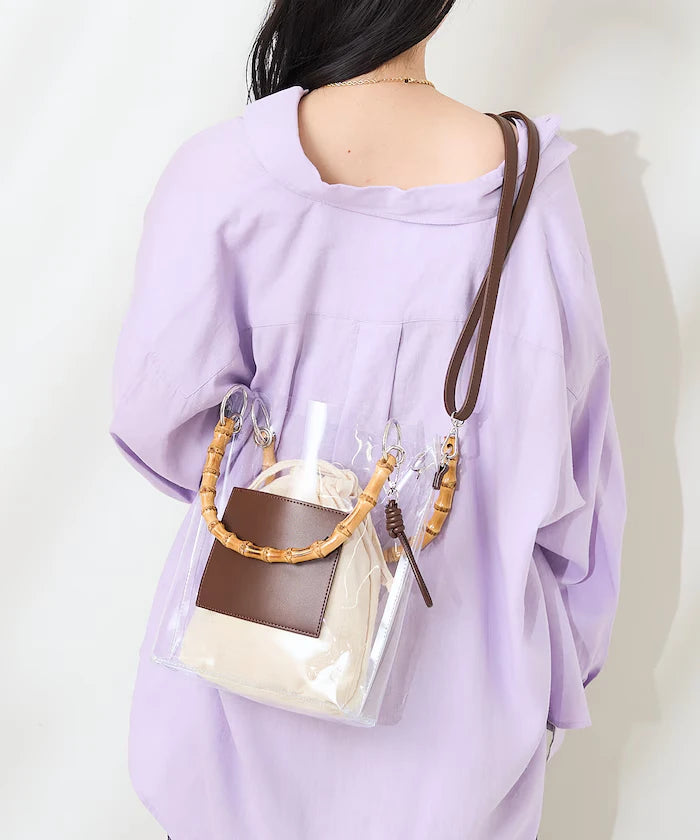 2way Bamboo Handle PVC Bag