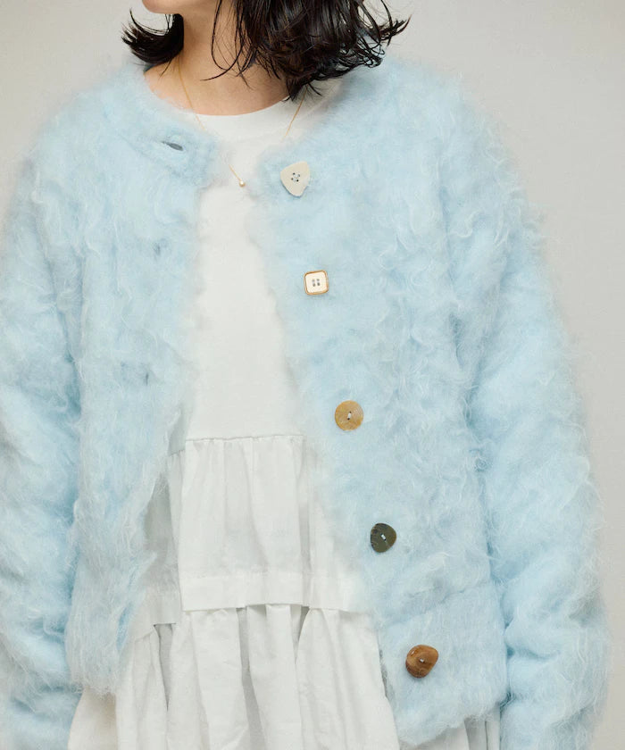 Variation Button Shaggy Knit Cardigan