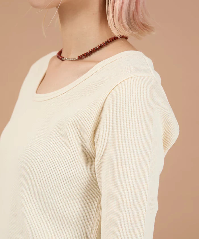 Ribbon Tied 2WAY Waffle 5 Sleeve T-Shirt