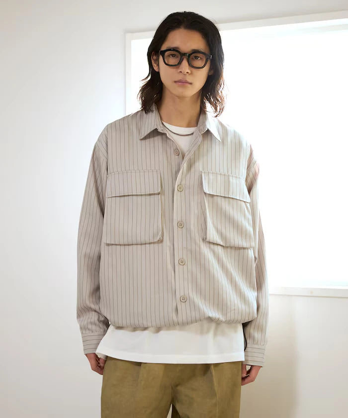 Stripe Shirt Blouson / Setup Compatible / Layer / Relaxed Fit