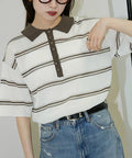 Sheer Border Short Sleeve Polo Summer Knit Limited Release