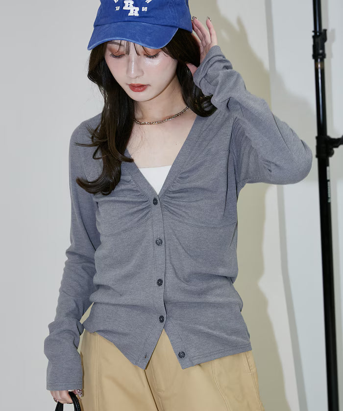 Layered-style V-neck cardigan limited edition