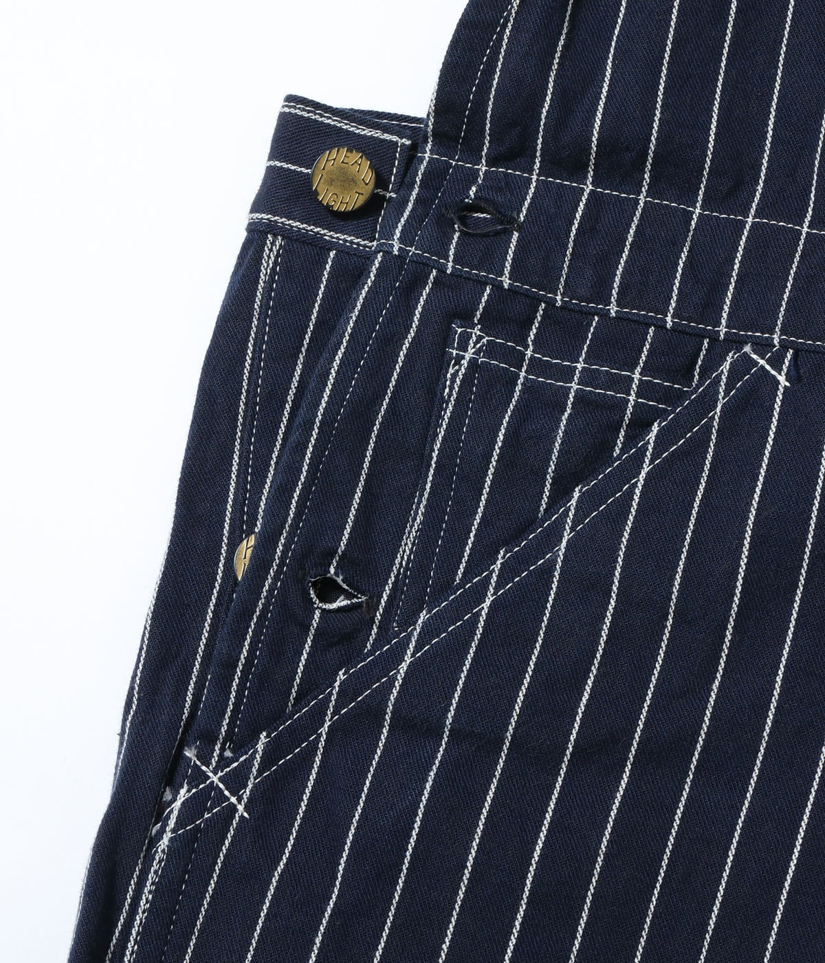 HEADLIGHT 8oz. SPECIAL WOVEN STRIPE DENIM LOW BACK OVERALLS