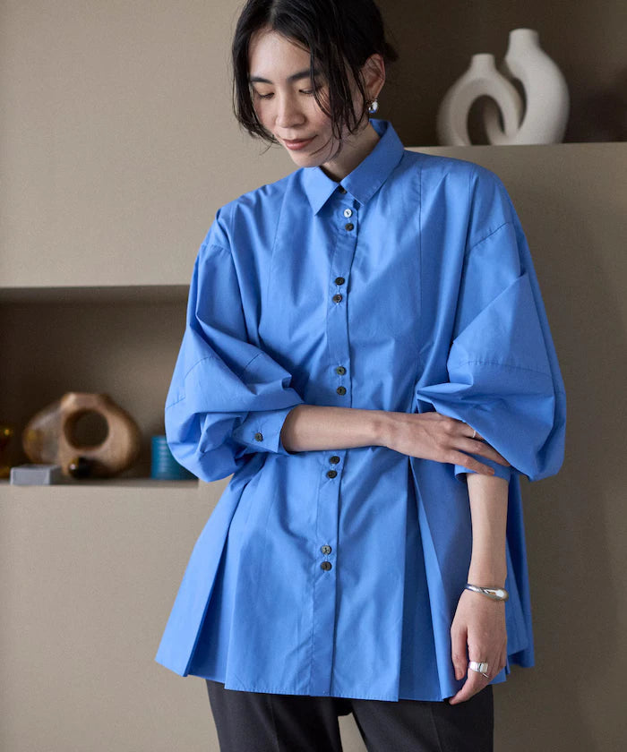 Box Stacked Balloon Sleeve Long Sleeve Shirt