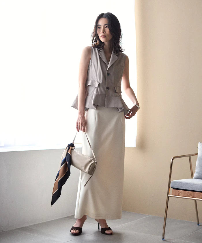 Pinstripe Flare Hem Short Vest