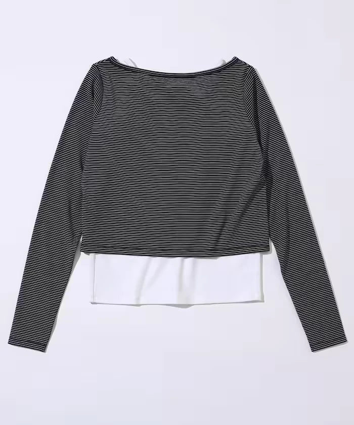 Layered Set Top / Striped Cardigan & Camisole