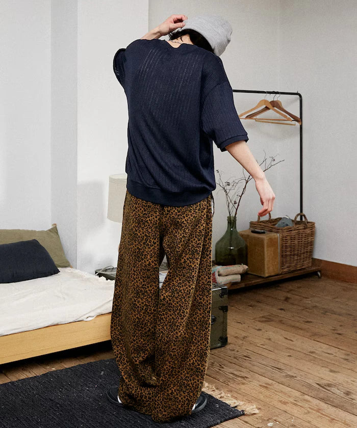 LOVE POP STUDIO Pattern Mesh Henley Neck T-Shirt Limited Release